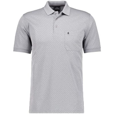 Ragman Polo Softknit Allover Dot Pattern Zilvergrijs / male