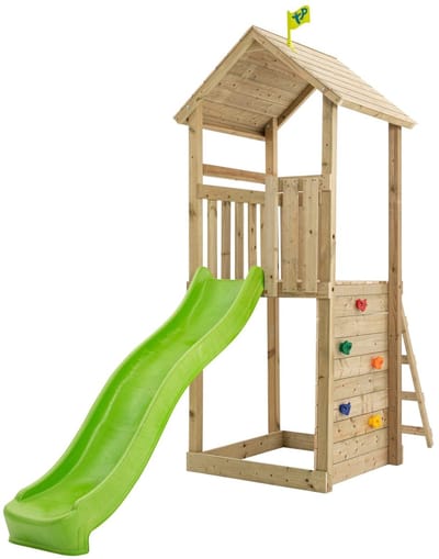 SKYWOOD speeltoren platform - glijbaan - zandbak - klimwand - FSC® hout h270 cm