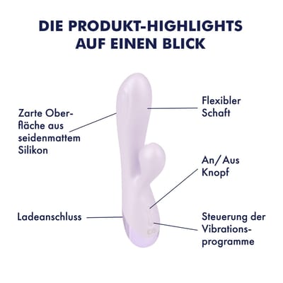 Siliconen rabbitvibrator met tong, 19,5 cm