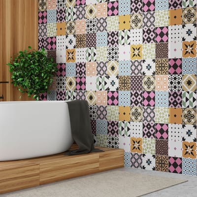 Zelfklevende tegelmuurstickers voor keuken en badkamer - 60 Azulejos Cliotino tegelstickers - 60 stickers 20x20cm