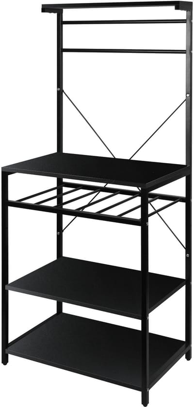 PIPIPOXER-keukenrek-staande keukenkast- Met 8 haken-industrieel-59 x 40 x 143 cm,Zwart