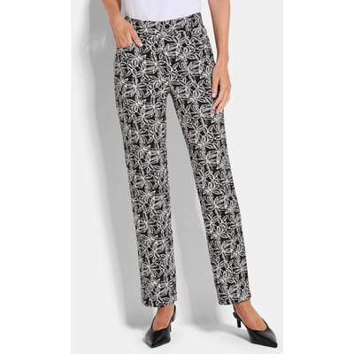 Broek SARA van pure viscose - zwart / gedess. - Gr. 22 van Goldner Fashion
