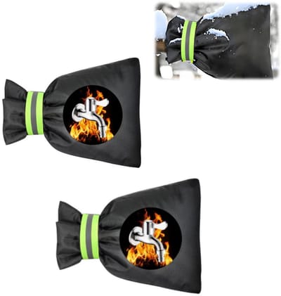 2 stuks - vorstbeschermhoes - vorstbeschermhoes voor buitenkraan, isolatiehoes - antivries - met reflecterende strip - 15/21 cm - zwart