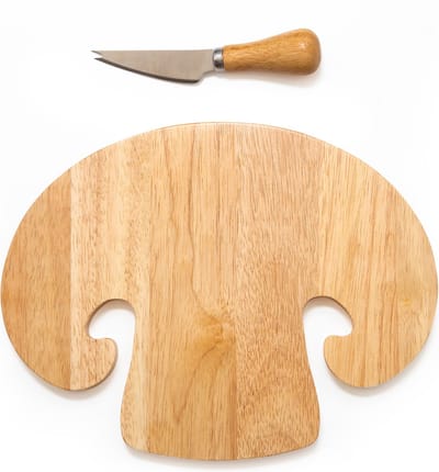 Kikkerland Borrelplank champignon vorm - Borrelplank – Kaasplank - Hout - Tapasplank Rond – Kaasplank Met Mesje