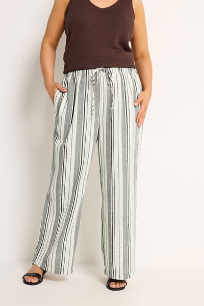Yours Natuurlijk Bruine Gestreepte Broek Met Wijde Pijpen Size 42