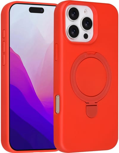 TUNIQ telefoonhoesje voor Apple iPhone 16 Pro Max - MagSafe met ringstand - Rood