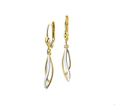 oorhangers brisur haak bicolor gestift 14K geelgoud 4017316