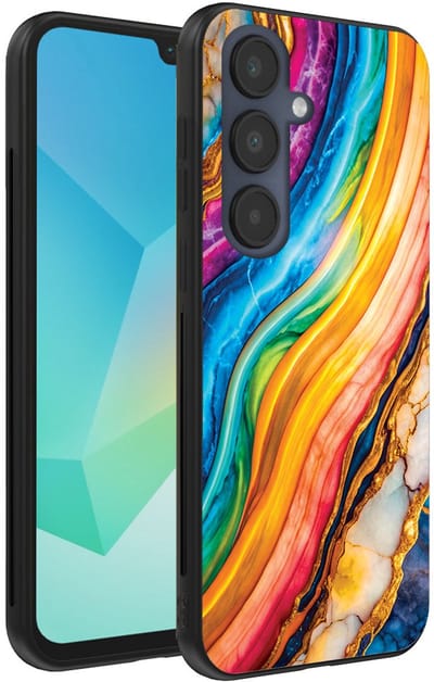 Smartphonica Telefoonhoesje Geschikt voor Samsung Galaxy A16 met Regenboog Goud Marmer Opdruk - TPU Backcover Case Rainbow Gold Marble Design geschikt voor Samsung Galaxy A16