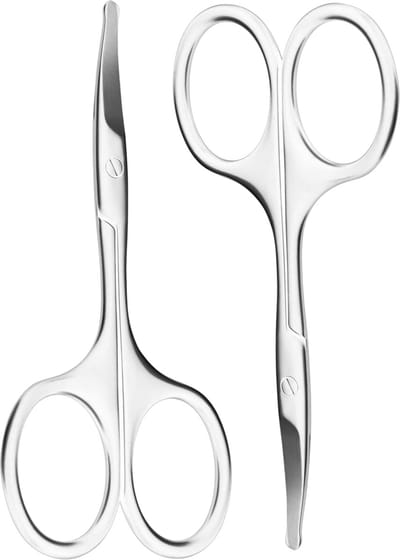 YUBBI 2 Stuks Neusschaartjes - Neustrimmer - Schaar voor Neushaar en Oorhaar - Stompe Schaar - Zilver
