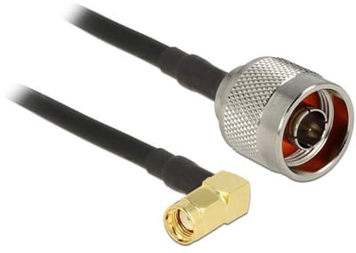 N (m) - RP-SMA (m) haaks kabel - CFD200/RF200 - 50 Ohm / zwart - 0,30 meter
