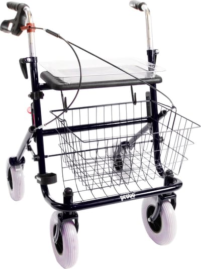 Rollator 43 cm zitbreedte - Premis Provo - Tot 120 kg - In hoogte verstelbaar - Eenzijdige rem Rechts - Metallic Zwart