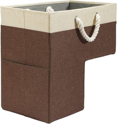 Trap Opbergtas - Opvouwbare Mand - Ruimte Besparen - L-vormig Ontwerp - 10x16x16 Inch - Bruin Beige
