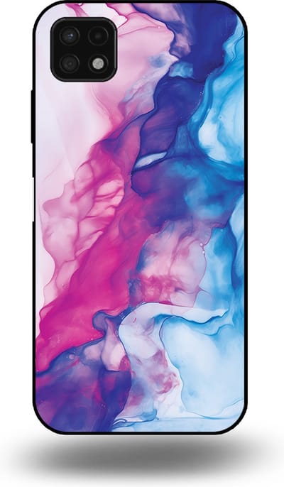 Smartphonica Telefoonhoesje Geschikt voor Samsung Galaxy A22 5G met Roze Blauw Marmer Opdruk - TPU Backcover Case Rose Blue Marble Design geschikt voor Samsung Galaxy A22 5G