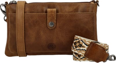 Hide & Stitches Next Navajo Crossbody Schoudertas - Trendy Schouderband - Leren Dames Tas - Bruin