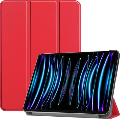 Hoes - Geschikt voor Apple iPad Pro (2022) - 12.9 inch - Dun & Stevig - Trifold Bookcase - Hard Cover - Hardcover Book Case - Tablet Hoesje - Rood