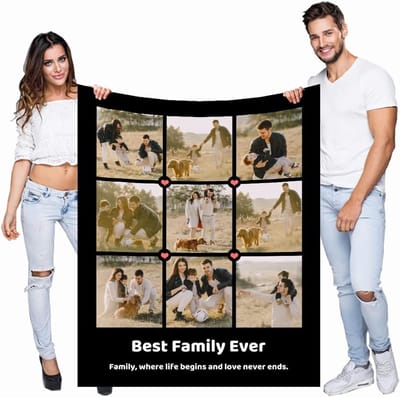 Gepersonaliseerde Fleece Deken - Foto Deken - Herinneringen Koesteren - Uniek Fotocollage Ontwerp - 100x150 cm - Aangepast