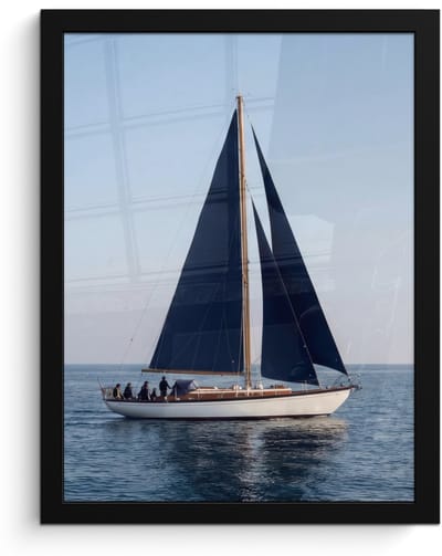 Poster in lijst - Fotolijst 30x40 cm - Posters - Zeilboot - Zee - Blauw - Posterlijst zwart - Decoratie - Wanddecoratie woonkamer - Muurdecoratie slaapkamer