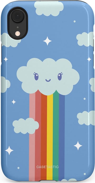 Casetastic Hoesje Geschikt voor Apple iPhone Xr - Stijlvolle Beschermende Duo-layer Case - Regenboogwolkje