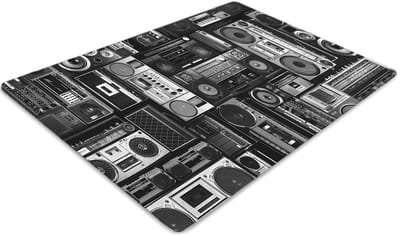 Tulup Vloerbeschermer - Oude School Bandrecorder Vloerbeschermer Groot - 140 x 100 cm - Grijs Bureaustoelmat - Vloerbeschermer Bureaustoel - Vloerbeschermer Pvc - Computer Stoel Mat - Kantoordecoraties