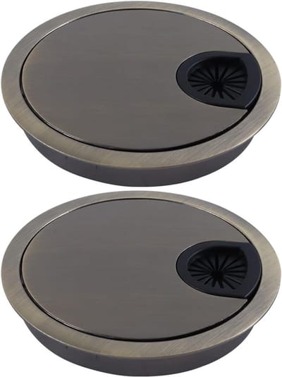 Ronde Kabeldoorvoeren voor Bureau, 80mm, 2 Stuks, Zinklegering, Ideaal voor Kabelbeheer en Organisatie