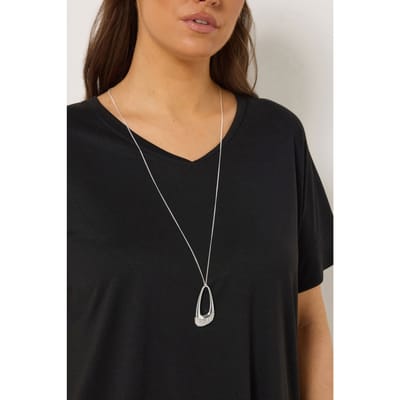 Yours Zilverkleurige Lange Ketting Met Diamanté Hangersize One Size
