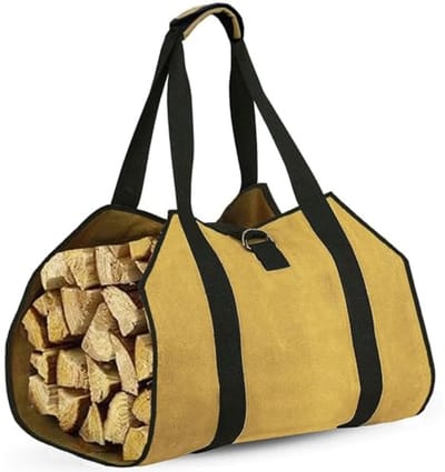 Draagtas voor brandhout - Zware canvas draagtas met handvat voor open haardaccessoires