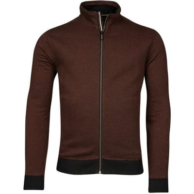 Baileys Vest Yarn Dyed Jacquard Doubleface Interlock Sweat Cardigan Zip Deep Orange / male