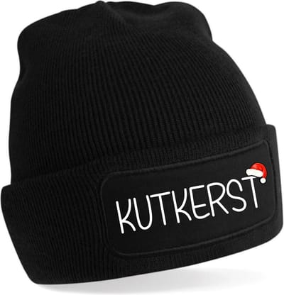 Beanie KUTKERST -Muts kutkerst- heerlijke warme muts. Kleur Zwart -1 Maat. Kut kerst