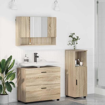 vidaXL - Badkamermeubel - Set - 3 - pcs - Sonoma - Eik - Samengesteld - Hout - en - Metaal