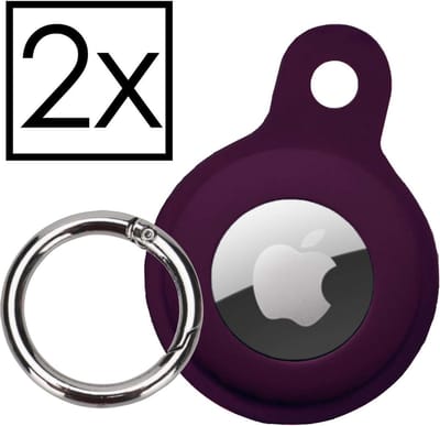Hoesje Geschikt voor Apple AirTag-Sleutelhanger Houder Siliconen Hoes - Hoes Geschikt voor Apple AirTag Hoesje - Paars - 2 PACK