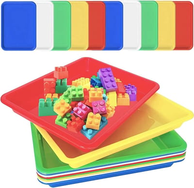 10 Stuks Plastic Kunstschalen 28cm x 21cm, Multikleurige Tray voor Creatieve Activiteiten, DIY Projecten en Organiseren van Knutselmaterialen