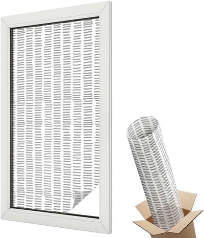 Wallfluent Glas in Lood Raamfolie - Minimalistische lijnen Glas in Lood Folie - 50x100 cm - Wit Plakfolie Raam Glas in Lood - Decoratieve Plakfolie Glas in Lood - Voor de woonkamer, voor het kantoor, voor de hal - Glas in Lood Folie voor Raam
