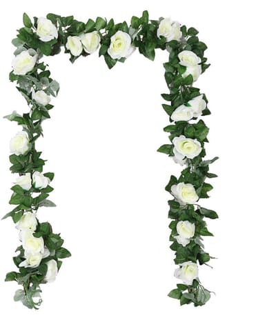 JHUBERS- Kunstbloemen Slinger - 2 Stuks - Kunstmatige Rozenwijnstok - 240 cm - Decoratie voor Bruiloft/Binnen/Buiten - Realistische Bloemhoofdjes - Nepbloemen