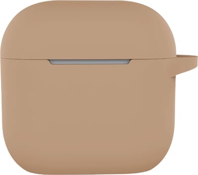 Hoesje - Geschikt voor Apple AirPods 4 - met Clip - Siliconen Hoes - Silicone Case Cover - Zand
