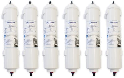 AllSpares Waterfilter (6 St.) voor Koelkasten geschikt voor o.a. Samsung DA29-10105J / HAFEX/EXP / EF-9603 / WSF-100, LG 5231JA2010B / ADQ73693903 / ADQ736939 en WPRO USC100