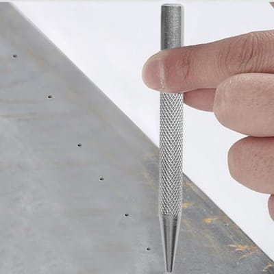 Center Punch - Marker Tool - Metaalbewerking Boren - Gekarteld Antislip Handvat - 94mm Lengte - Zilver