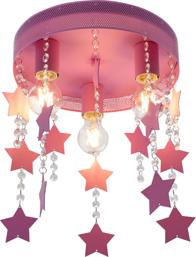 Olucia - DOENJA - Kinder Slaapkamer Plafondlamp - Roze - Geschikt voor Tienerkamer/Kinderkamer/Babykamer - Vorm: Rond