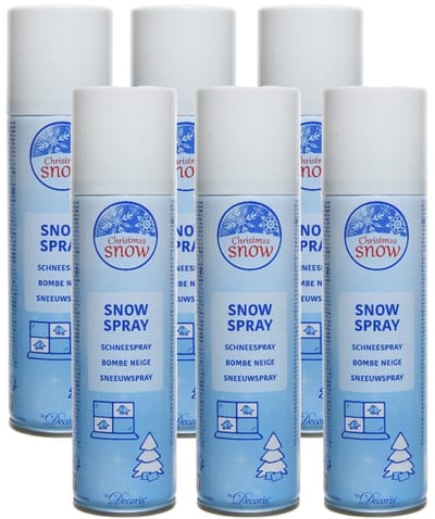 Decoris Sneeuwspray - 6x - wit - 150 ml - spuitsneeuw - kunstsneeuw - nepsneeuw - sneeuw decoratie