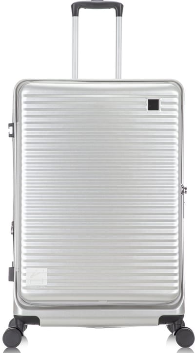 Praag Reiskoffer L - 93L - 75x48x29,5 cm - Ruimbagage - Laptopvak & Uitbreidbare Opbergruimte - TSA Slot & 360° Wielen - Ideaal Voor Lange Vakanties en Intercontinentale Reizen - Zilver