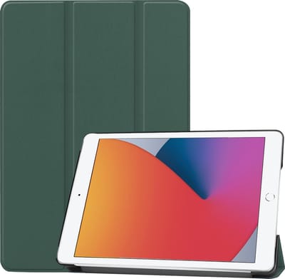 Hoesje - Geschikt voor Apple iPad 8 (2020) - 10.2 inch - 8e Generatie - Dun & Stevig - Hardcover Book Case - Trifold Bookcase Hoes - Hard Cover - Tablethoes - Donkergroen