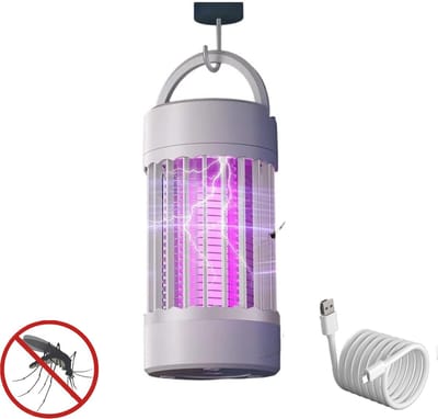 KZQ 2-in-1 muggenlamp en LED-verlichting - 360° UV insectenlamp in zuilvorm - Stille muggenkiller voor slaapkamer en kamperen - Oplaadbaar en draagbaar - Wit