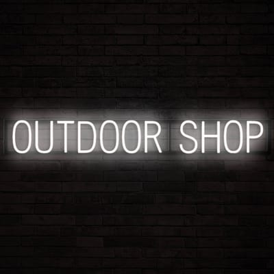 OUTDOOR SHOP - Lichtreclame Neon LED bord verlicht | SpellBrite | 115,67 x 16 cm | 6 Dimstanden & 8 Lichtanimaties | Reclamebord neon verlichting