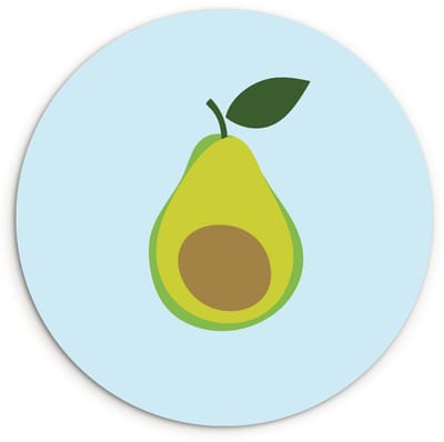 WallCircle® Wandcirkel 120x120 cm - Muurcirkel Avocado - Illustratie - Groene - Vrucht - Muurdecoratie woonkamer - Wanddecoratie slaapkamer - Kamer decoratie accessoires - Ronde schilderijen XXL