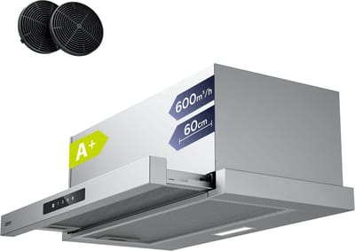 Ciarra CBCS6909A-OW - RVS 60 cm vlakscherm inbouwafzuigkap - Klasse A+ - 580m3 - Touchbediening - LED-verlichting