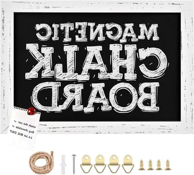 Magnetisch Krijtbord met Houten Frame voor Verticaal of Horizontaal Hangen, Inclusief Touw en Collectieplank, 22 x 32 cm, Ideaal voor Creatieve Projecten en Notities