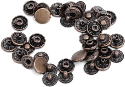 Set of 50 Brass Press Studs, Antique Round Metal Press Studs, Fabric Luggage Decoration Accessories for Leather - ShopVlot