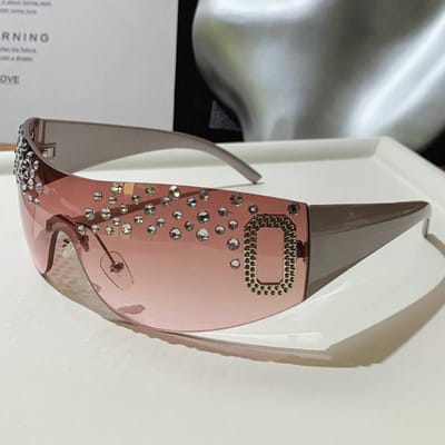 Nieuwe Stijlvolle Handgemaakte Diamant Dames Groot Montuur Randloos Diamant Zonnebril Zonnebril Stijlvolle Doos Zonnebril 81-043-1