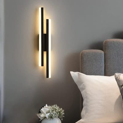 GELLDG Binnenwandlamp - 16W - LED-wandlamp - 48 cm - Creatieve, lange, parallelle wandlamp - Geschikt voor woonkamers, hallen en trappenhuizen - Warm wit licht - Zwart
