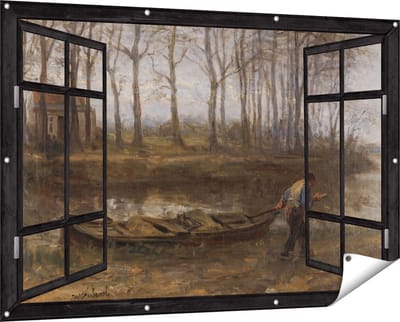 Gards Tuinposter Doorkijk De Zandschipper - Jozef Israëls - 150x100 cm - Tuindoek - Tuindecoratie - Wanddecoratie buiten - Tuinschilderij