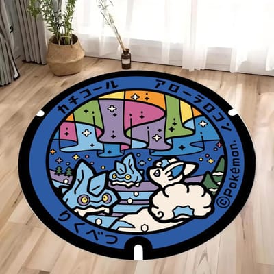 Cartoon Anime Pokémon Bedrukt Rond Tapijt voor Kinderwoonkamer Slaapkamer Decor Antislip Vloermat Slaapkamer Cirkelvormig Kleed 120*120cm